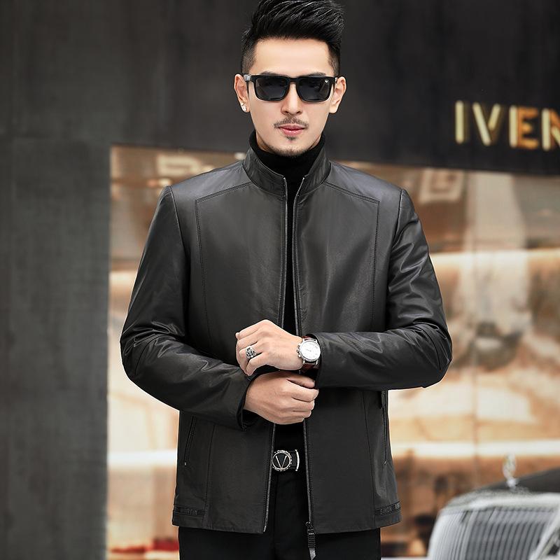 

head layer cowhide leather fur coats male favors thickening and velvet warm coat of cultivate morality short hot style, See chart