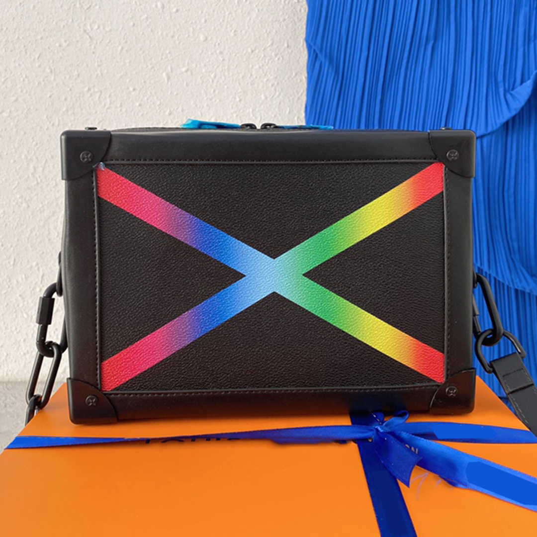 

France Brand Classic Soft Trunk Shoulder Bags High Quality Genuine Leather Old Flower Crossbody Bags Fashion Vintage Handbags Totes Luxury Designer Chain Bag, Black