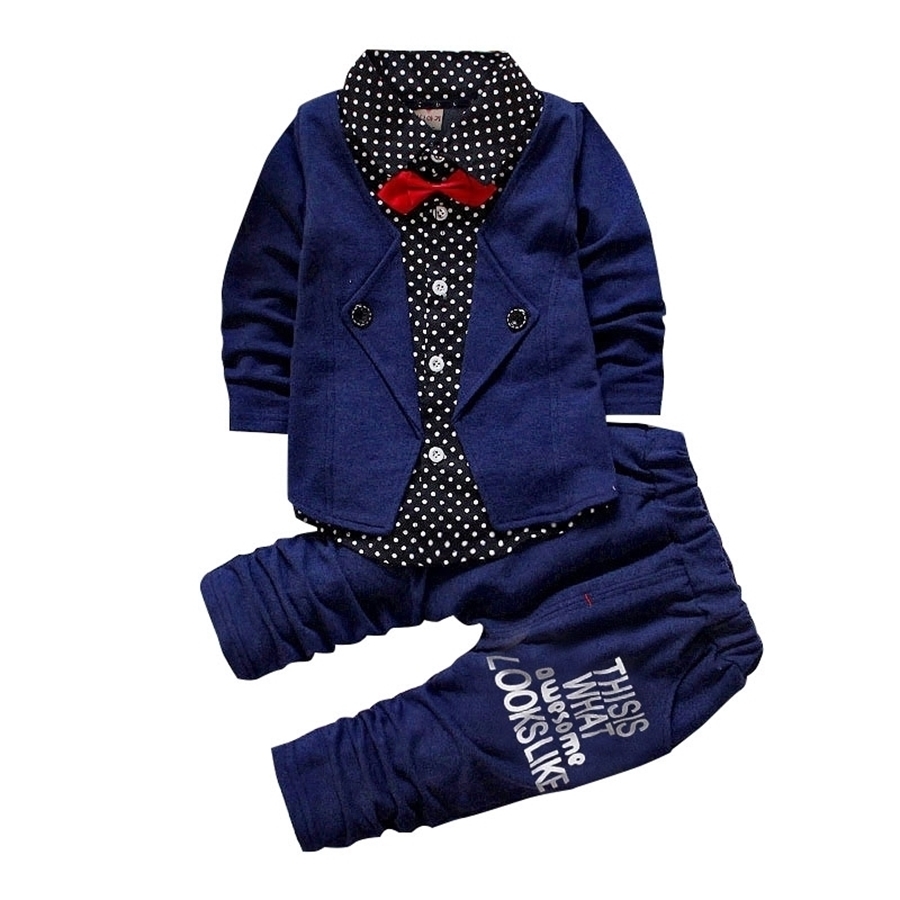 

Spring Autumn Children Boys Girls Clothing Suit Kids Fashion Clothes Baby Gentleman T-shirts Pants 2Pcs Sets Toddler Tracksuit 201031, Yym jia3 gray