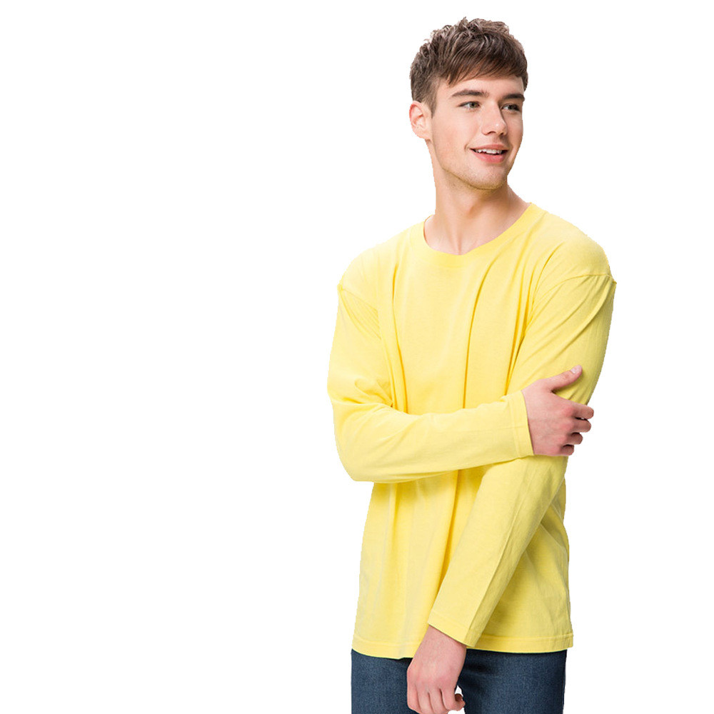 

2020 Brand New Men' T Shirt Casual Solid Color Cotton Long Sleeve Large-Size T-shirt for Male Round Neck Tops Tshirt, Lake blue