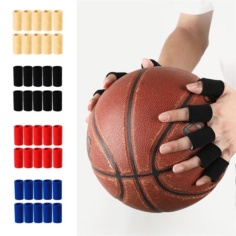 

10pcs Arthritis Support Finger Guard Stretchy Sports Finger Sleeves Outdoor Basketball Protection Bandage Support, Black