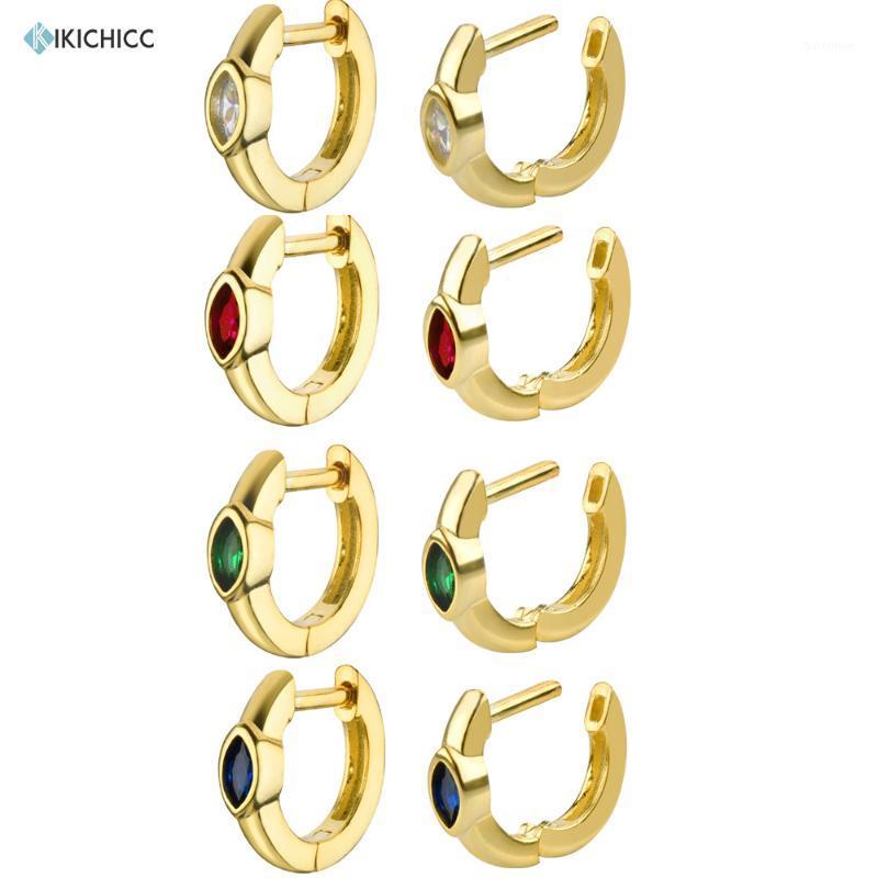 

Kikichicc 925 Sterling Silver Emerald Marquise Slim Hoops Red Eye Blue Crystak Green Hugggies Circle Round Women Earring Jewelry1