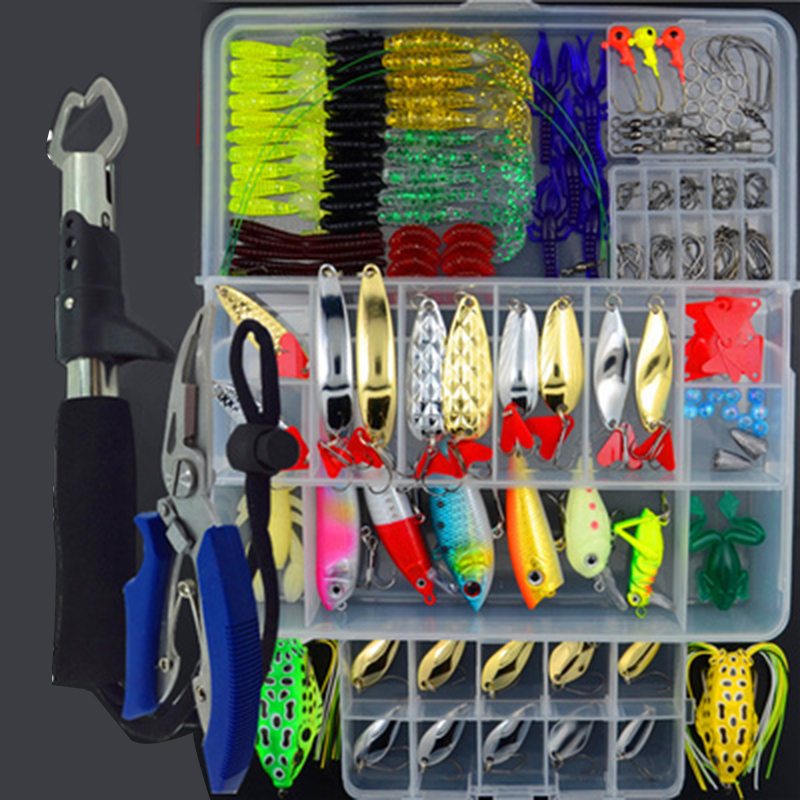 

205/206/207Pcs Fishing Lures Set Mixed Minnow Plier Grip Spoon Hooks Soft Lure Kit In Box Artificial Bait Fishing Pesca ER025 201031
