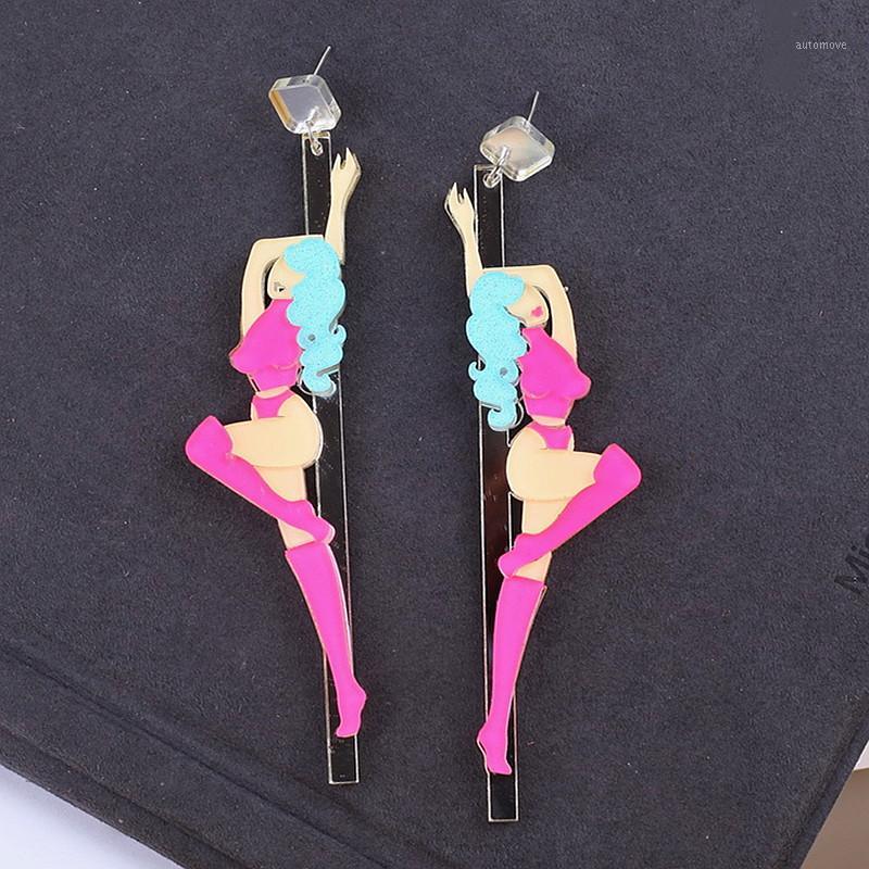 

New Fashion Sexy Pole Dancing Girl Acrylic Drop Earrings For Women Hip Hop Night Club Party Long Dangle Earrings Jewelry Gifts1