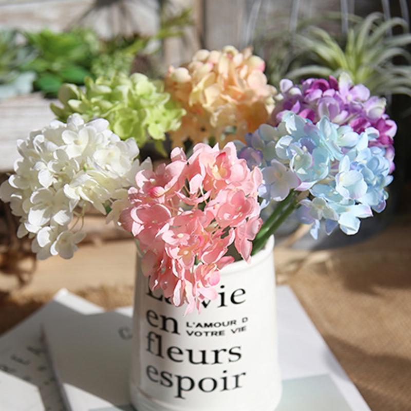 

artificial blue hydrangea silk flowers fabric bouquets for home wedding faux flowers decor table white fake plastic stem, Pink