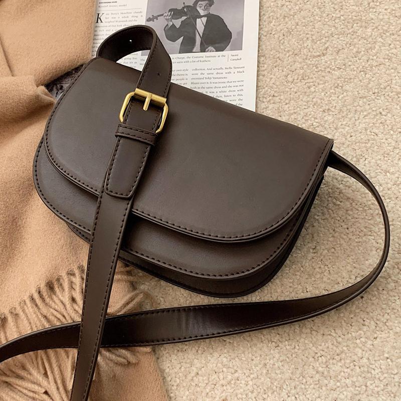 

Solid Color Simple Small PU Leather Saddle Crossbody Bags for Women 2021 Luxury Trend Shoulder Cross Body Handbags, Khaki