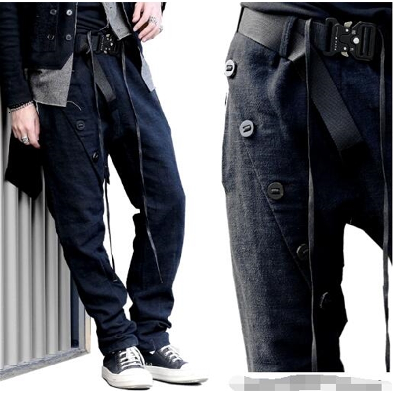 

2021 New Asymmetric Black Leg-closure Hemp, Thick Men' Casual Pants. -6xl. 0RUA