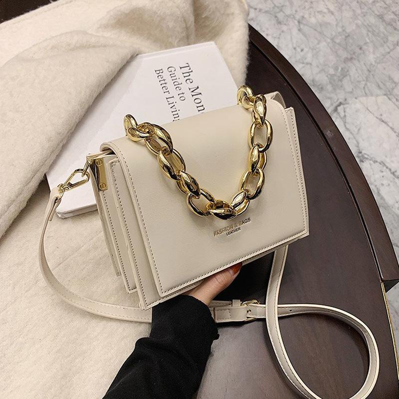 

High Quality Vintage Shoulder Bags for Women Luxury Thick Chain Handbags Crossbody Bags Female 2021 New Ladies Small Square Bag, Black