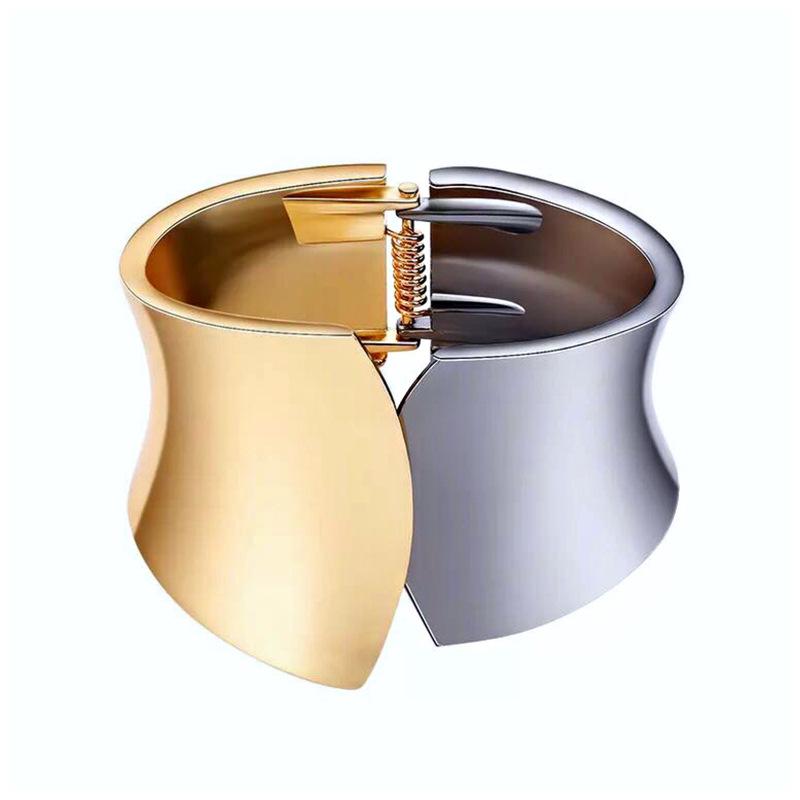 

Female Fashion Exaggerate Cuff Bangles Metal Black Gold Women Statement Jewelry Big Bangles Bracelets