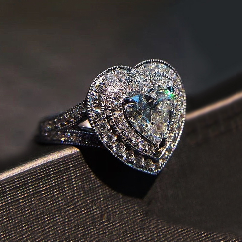 

Februaryfrost Brand Elegant Infinite Heart Wedding Rings For Women With Same Romantic Heart Shaped Cubic Zircon Stone Micro Paved Femme Ring