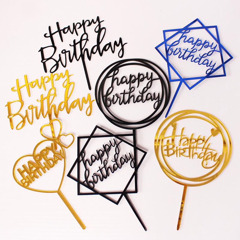 

Other Festive & Party Supplies Gold Silver Black Acrylic Hand Writing Happy Birthday Cake Topper Dessert Decoration For Lovely Gifts