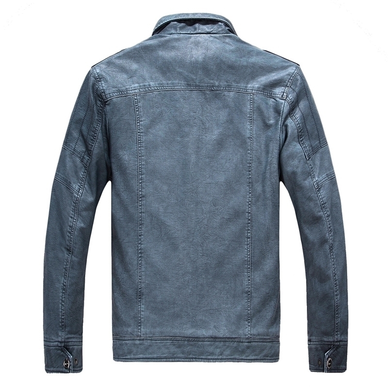 

New Men's 2021 Leather Jacket Autumn Solid Outdoor Jackets Fashion Gentlemen Pu Outerwear 310 1ZKG, Blue