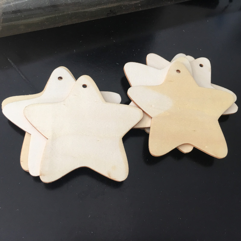 

20pcs wood moon star fish children toy DIY craft laser cut wood hanging decoration facotry direct sale low price wood ornament