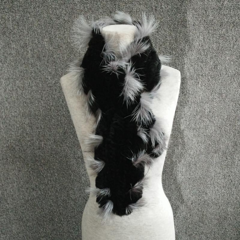 

genuine fur scarf for women real rex fur silver winter natural neck warmer