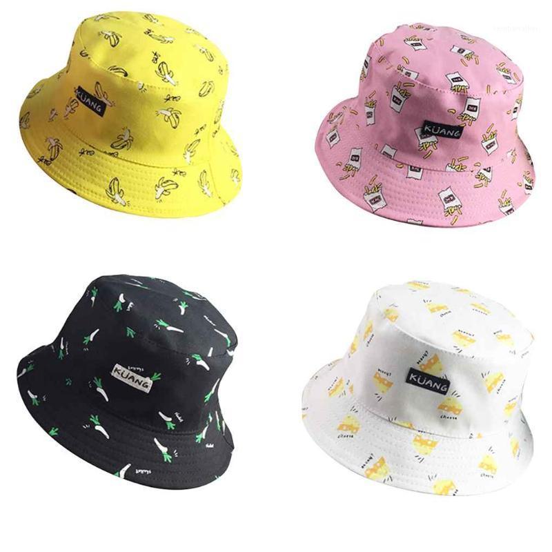 

Wide Brim Hats Bucket Hat Fisherman Vintage Banana Chips Canvas Printed Sun1, No.2