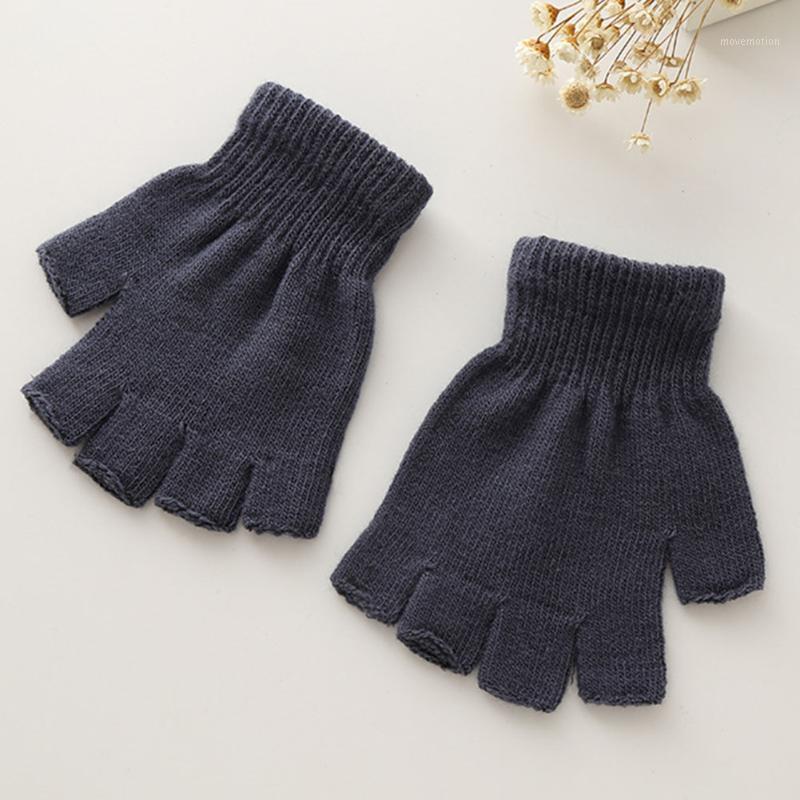 

Unisex Knitted Elastic Sports Half Finger Gloves Solid Thermal Stretchy Winter Fingerless Warm Men Women1