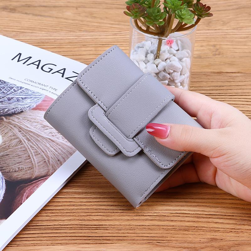 

2020 new Korean Fashion purse women Solid Hasp Woman wallet Multifunction Women's card holder PU Leather Short womens billfolds, Black