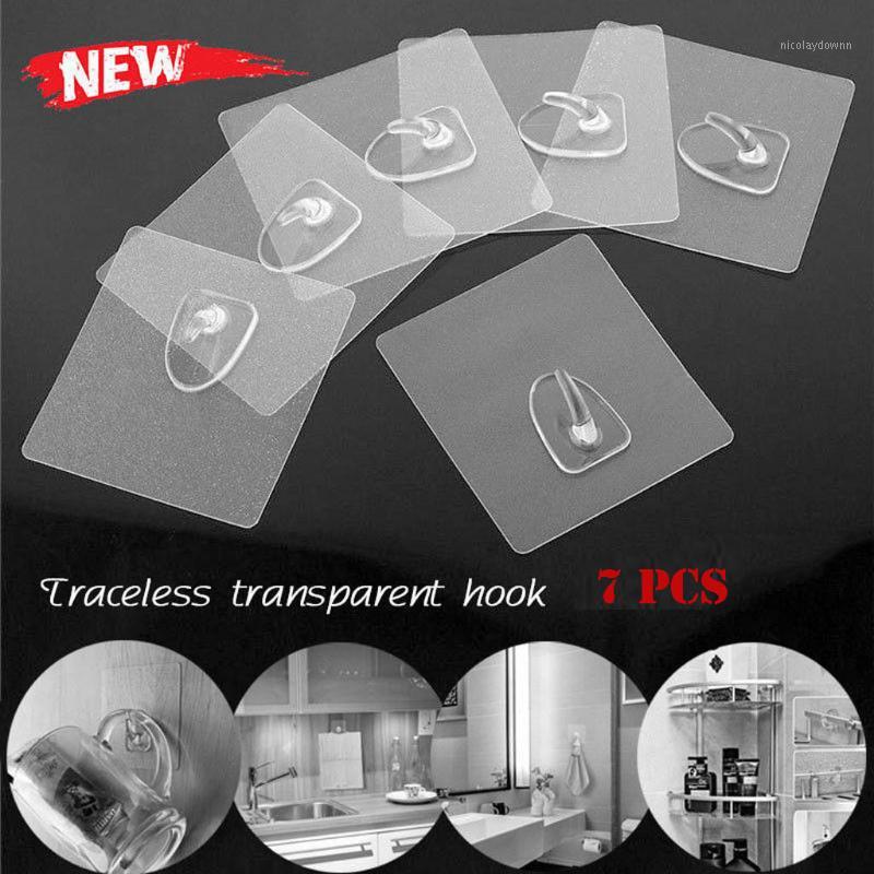 

2w#Anti-skid Hooks Reusable Transparent Traceless Wall Hanging Hooks Strong Self Adhesive Wall Hangers Kitchen Magic1