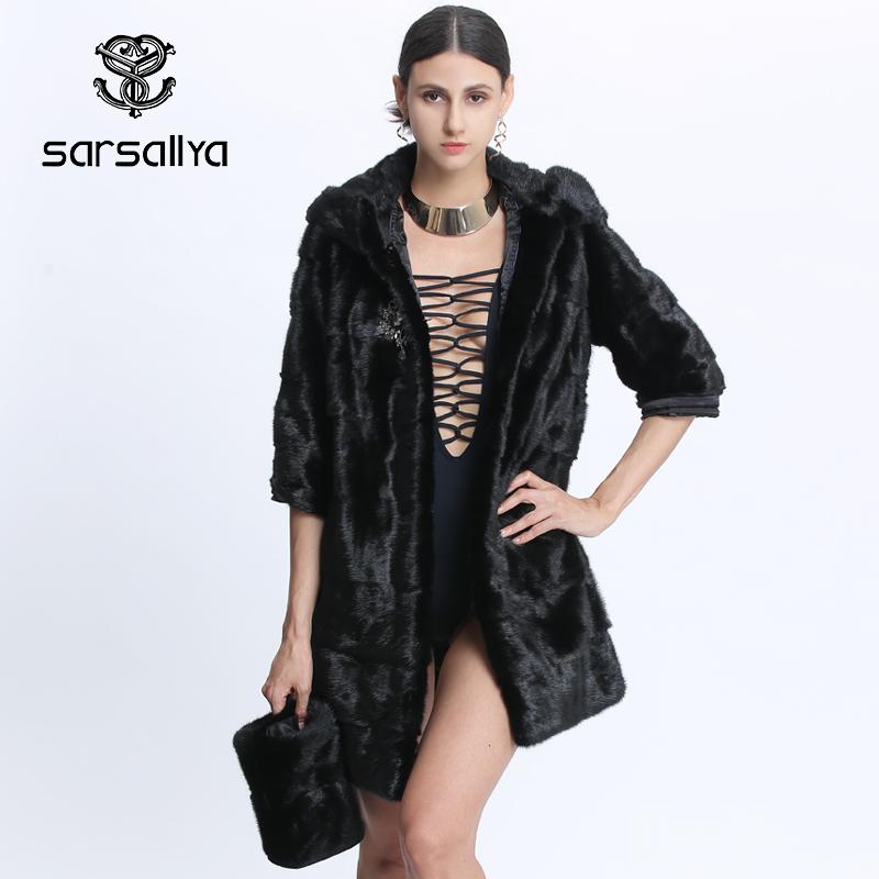 

Real Coat Women Winter Natural Mink Coats Hood Genuine Fur Mink Jackets Plus Size Long Vintage Thick Warm Outwear 2020, Brown