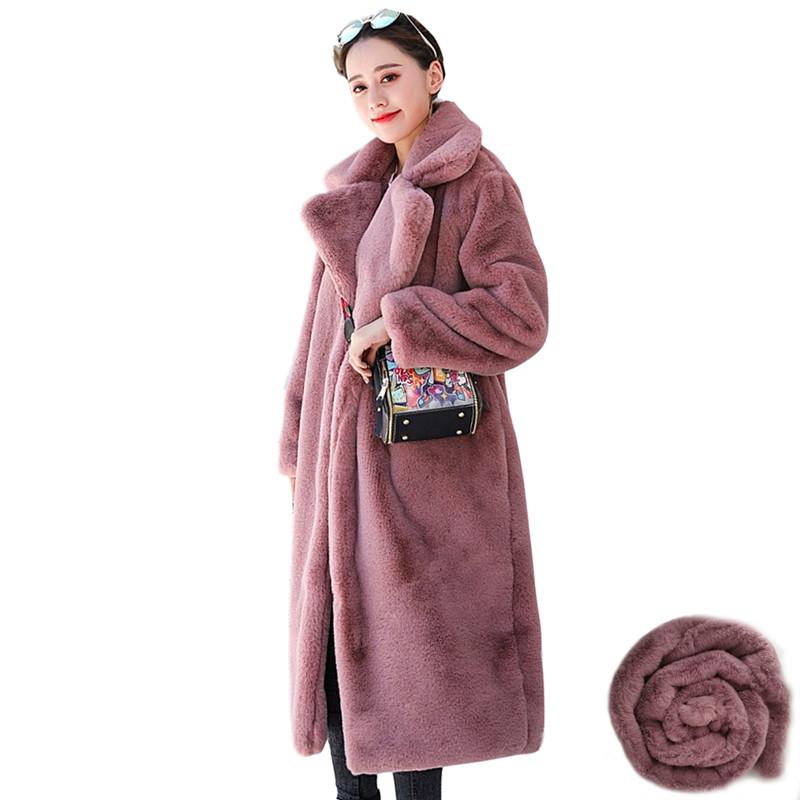 

Winter Women High Quality Faux Fur Coat Luxury Long Fur Coat Loose Lapel OverCoat Thick Warm Plus Size Female Plush Coats, Beige