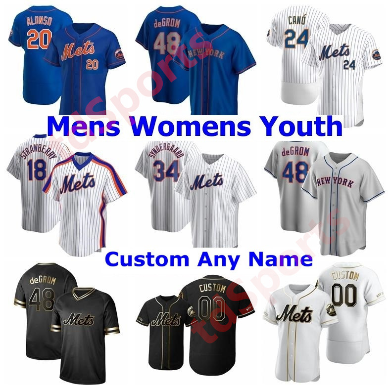 

2020 Men Women kids youth Pete Alonso Mets Baseball Jerseys 48 Jacob deGrom Darryl Strawberry Keith Hernandez Dwight Gooden 31 Piazza Jersey, As shown in illustration