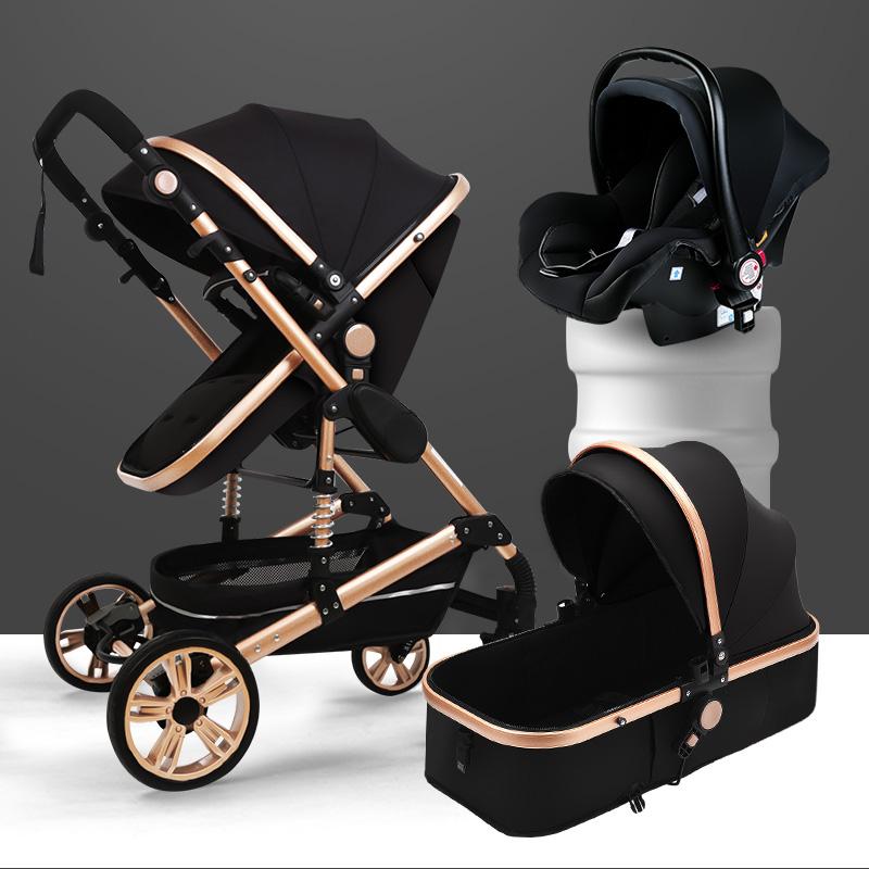 

Strollers# Luxury Baby Stroller High Landview 3 In 1 Portable Pushchair Pram Comfort For Born