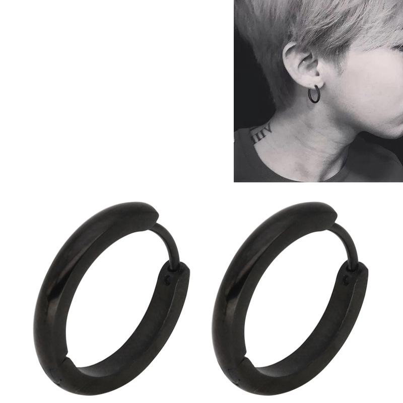 

PUN metal hip hop men hoop earrings round circle accesories bricos punk stainless steel charm earrings hoops titanium