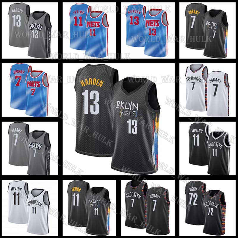 

BrooklynNetsKyrie Kevin 7 Durant Jersey 11 Irving James 13 Harden Biggie Black City 2020-21 NEW Mens Basketball Jerseys, Black;red