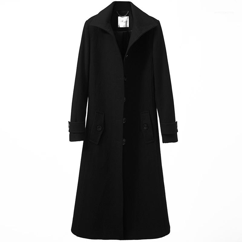 

2020 Winter Jacket Wool Coat Female Vintage Long Jackets for Women Double Side Woolen Coats Casaco Feminino MY42061, Black