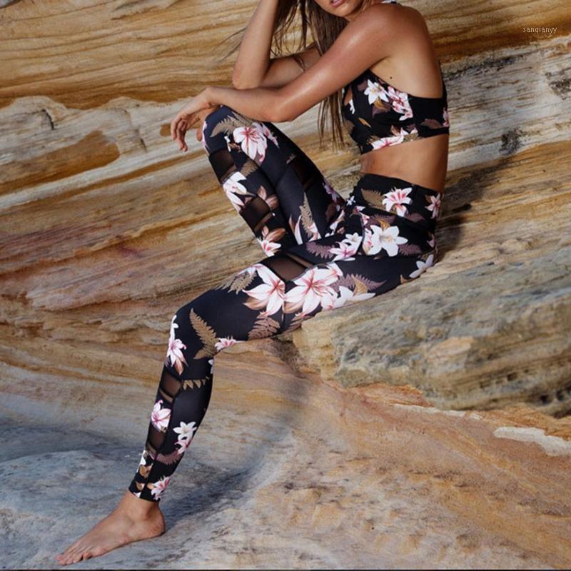 

ins hot sale flower print Yoga set hip raising high waist Leggings sport set1, Printing