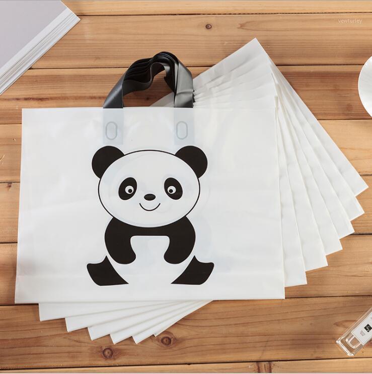 

100pcs Cute Animal Plastic Gift Bag With Handle Frosted plastic tote bag for Children's wear Packing Shopping1