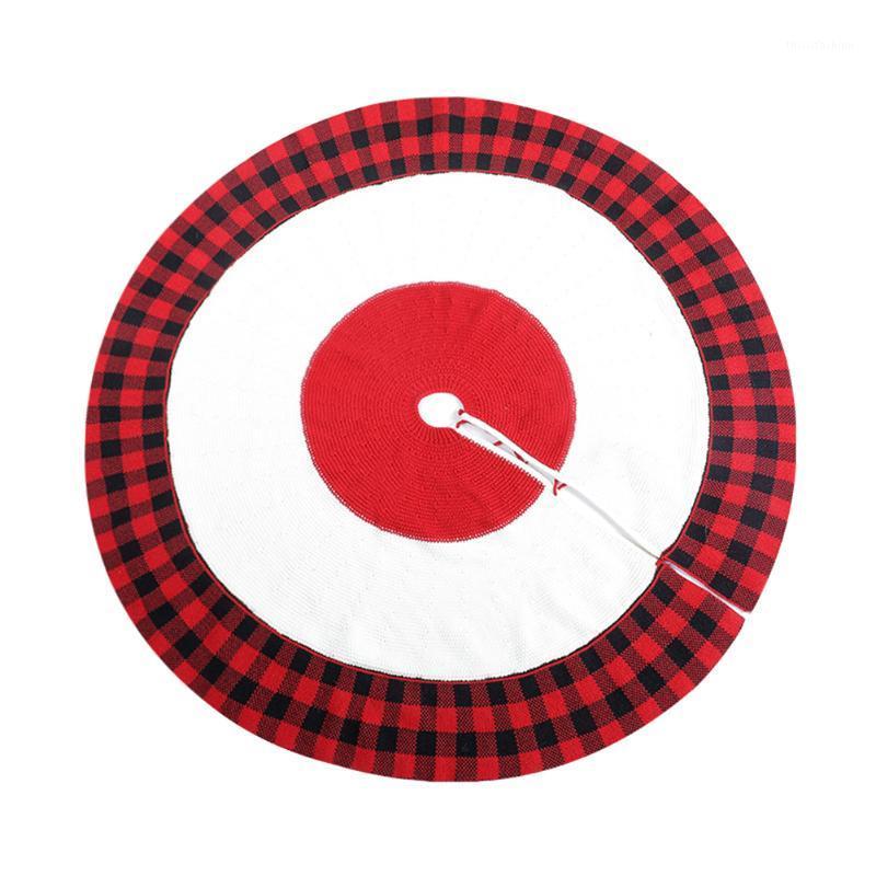 

Big Round Knit Christmas Tree Skirt Checked Stocking Holiday Christmas Tree Home Party Festive New Year Supplies1