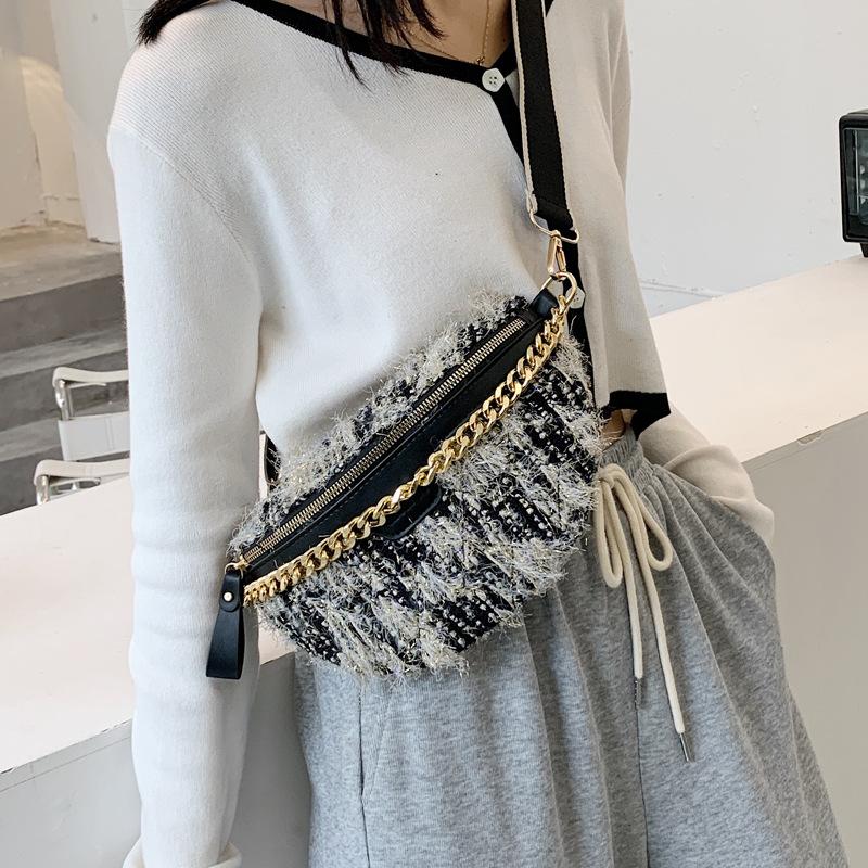 

Autumn and winter ladies one-shoulder small bag handbags popular new trendy fashion wild cross-body chest bag net red pockets, Black