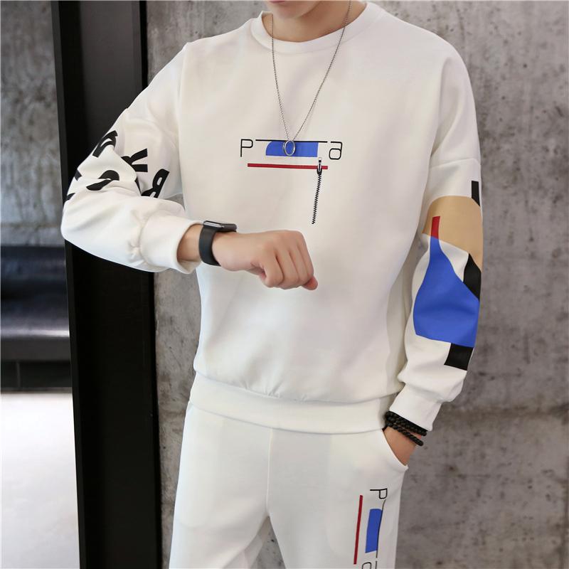 

spring and Autumn Sweater Man Joker Motion Suit Male Student Leisure Loose Coat Tide Clothes tracksuit Three Quarter, Black cashmere