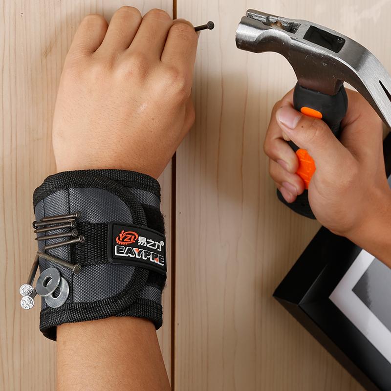

Polyester Magnetic Wristband Portable Tool Bag Electrician Wrist Tool Belt Screws Nails Drill Bits Holder Repair Tools