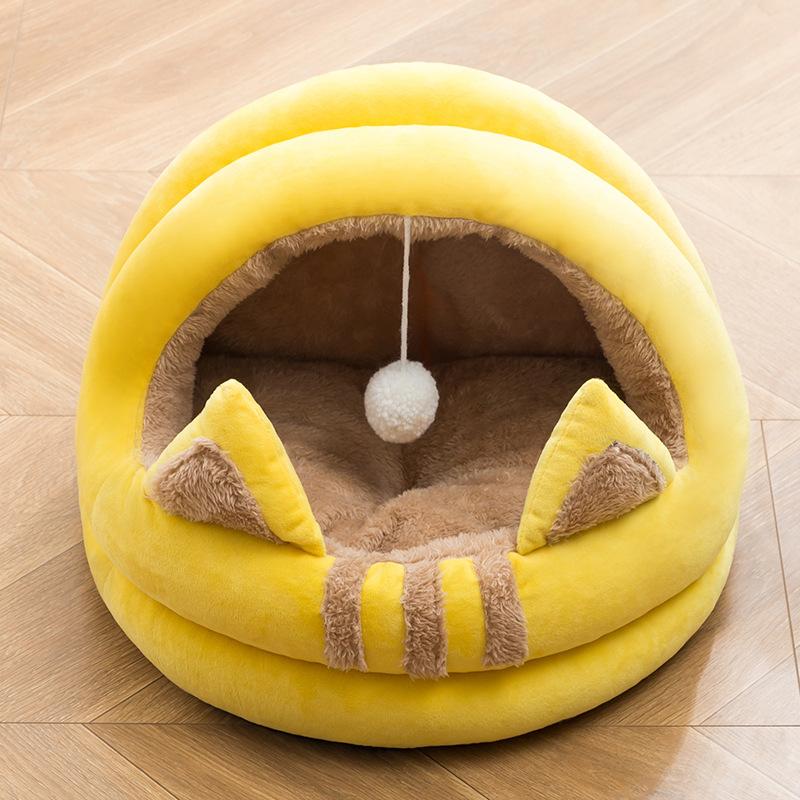 

Deep Sleep Comfort In Winter Cat Bed Little Mat Semi-enclosed Cats And Dogs Pet Litter Autumn And Winter Plush Warm Cat House