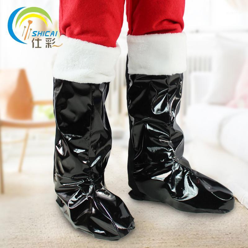 

Adult Christmas shoes Black Santa Claus shoes Christmas decorations White lady boots Wedding party supplies1