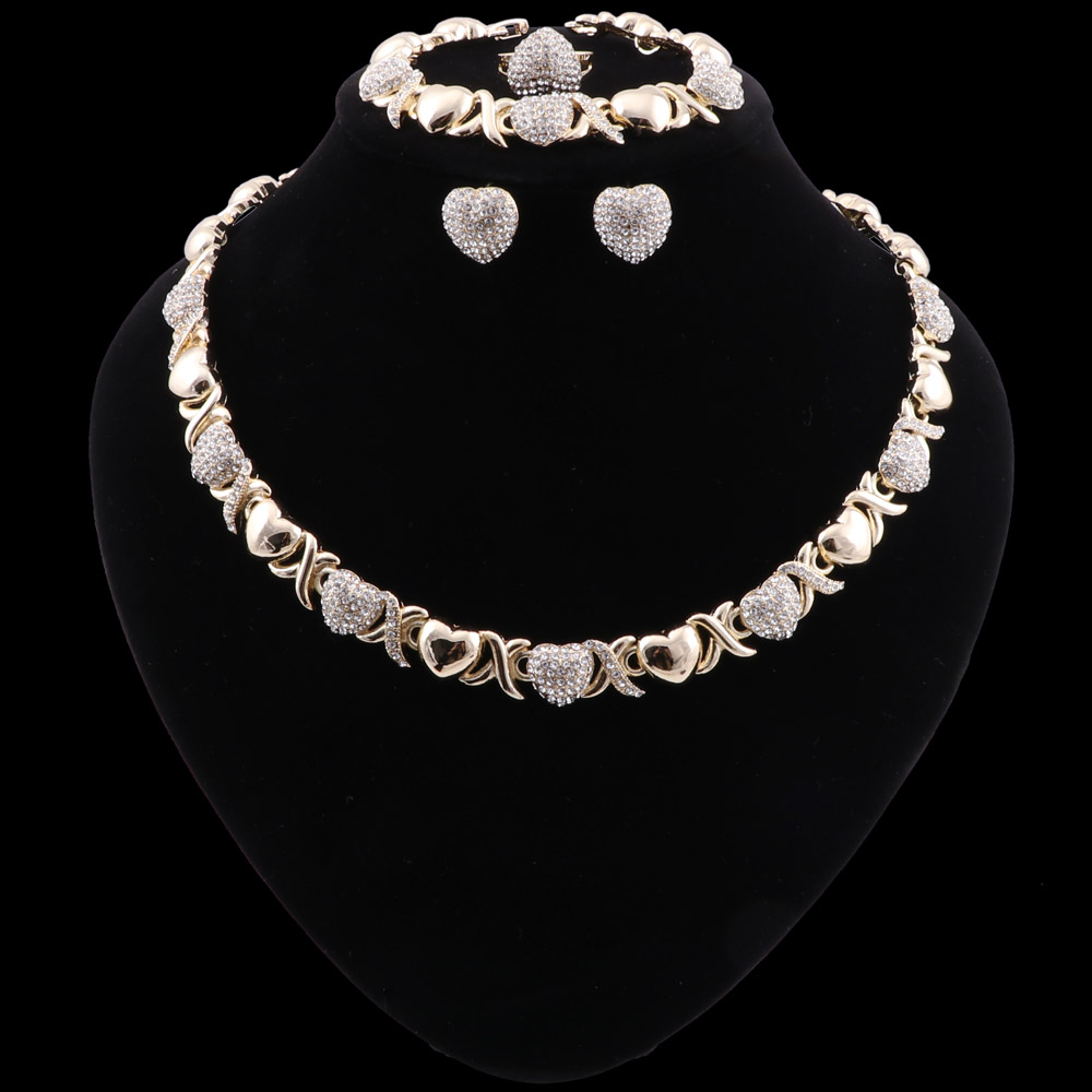 

Heart Shape Design Women Dubai Jewelry Sets Luxury Bridal Nigerian Wedding African Beads Jewelry Set Costume
