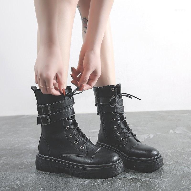 

Boots Leather Genuine Ankle Women Classic Matin Fashion Winter Lace Up High Top Casual Waterproof Shoes Female Black Boots1
