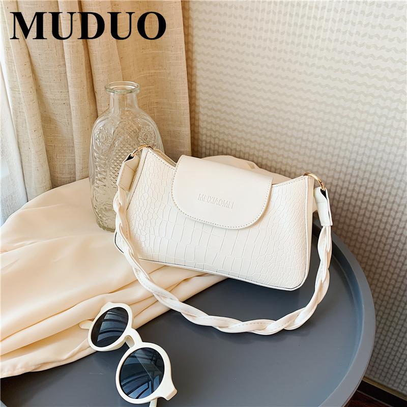 

Crocodile pattern Armpit bag 2021 Fashion New Quality PU Leather Women's Designer Handbag Weave Shoulder strap Shoulder Bag, Black