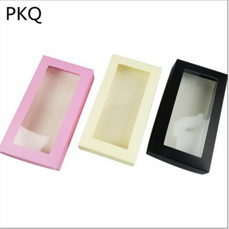 

20pcs flat paper gift box with window underwear/socks packaging box wedding party favor present gift packaging window