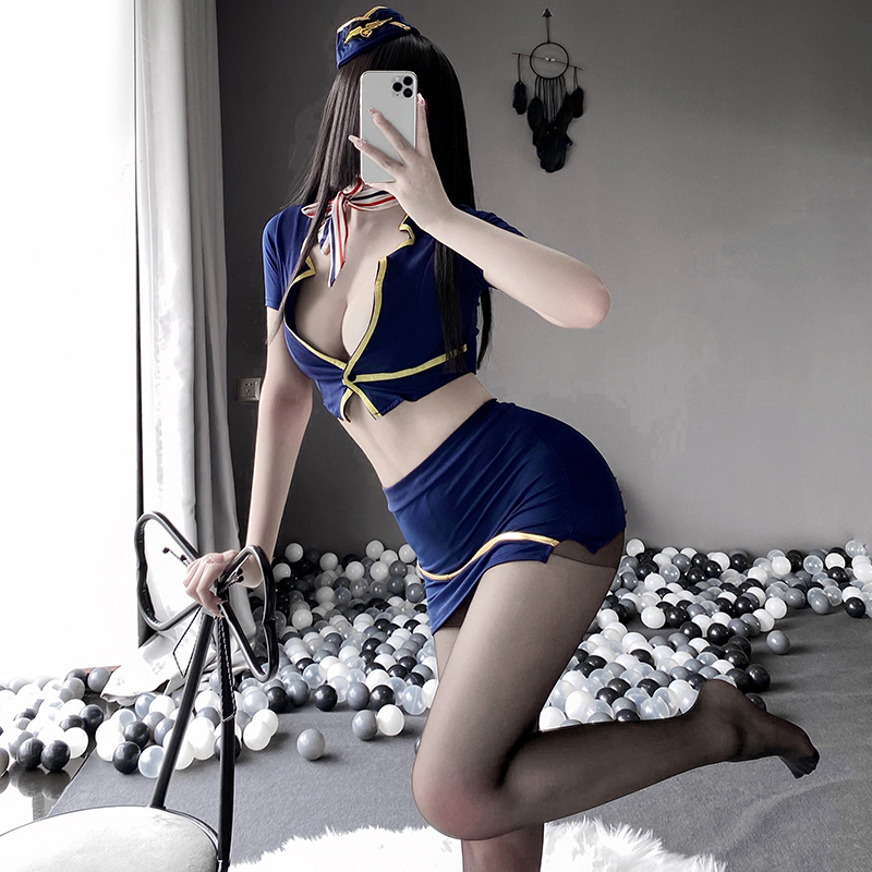 Theme Costume Stewardess Uniform Erotic Temptation Sexy Flight Attendant Costume Sex Cosplay Sexy Uniform Sexy Police Japanese Lingerie Play-image-750591697