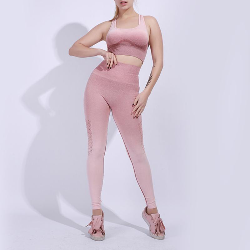 

Fashion Women Sport Gym Yoga 2 Pcs Vest Bra Sports Legging Pants Print Ladies Active Outfit Wear Sport Yoga Set, Grass green