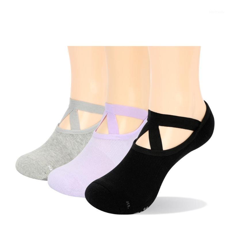 

YUEDGE 3 Pairs Women Yoga Socks Non-Slip Grips & Straps, Ideal for Pilates,Barre,Ballet, Dance, Barefoot Workout Yoga Socks1, 2001mix