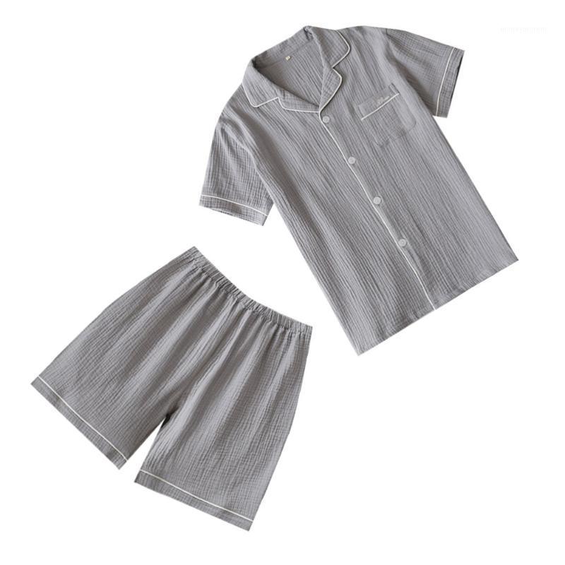 

1 Set Man Summer Pajamas Male Sleepwear Short Sleeve Home Lounge Night Wear Shorts and Top Pajama Set for Home Daily Use (Grey S1