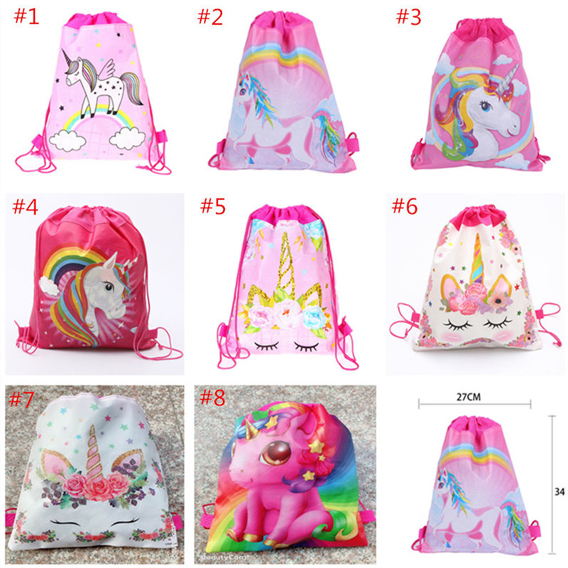 

Cartoon Unicorn Drawstring Bag Non Woven Sling Bags Kids Backpacks Unicorn School Bag Boys Girls Pouch Party Birthday Gift 8 Style for Xmas, Randomly mixed colors
