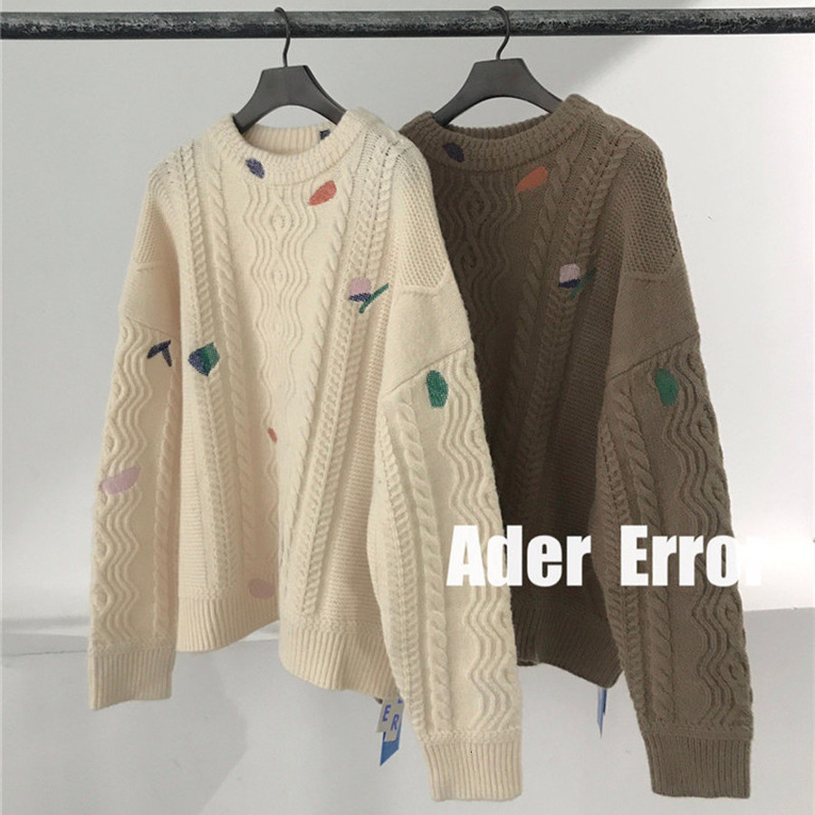

2021 New Error Sweater Men Women Jacquard Pattern Knit Wool Adererror Sweaters Textile Patch Ader Turtleneck Winter So2h