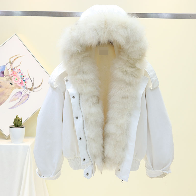 

Skin Real Fox Cut Off Winter Jackets Plus Hedge Coats Hoodie, Warm Cotton Clothes, Furry Women's Coat Fashions Ijx4, Apricot