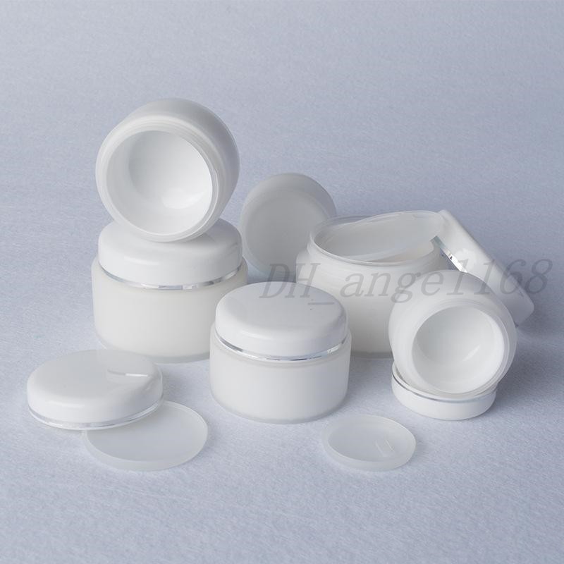 

White PP Cosmetic Jar Hand Face Cream Plastic Jar 15g 30g 50g Cosmetic Sample Plastic Container with Inner Liner Cover