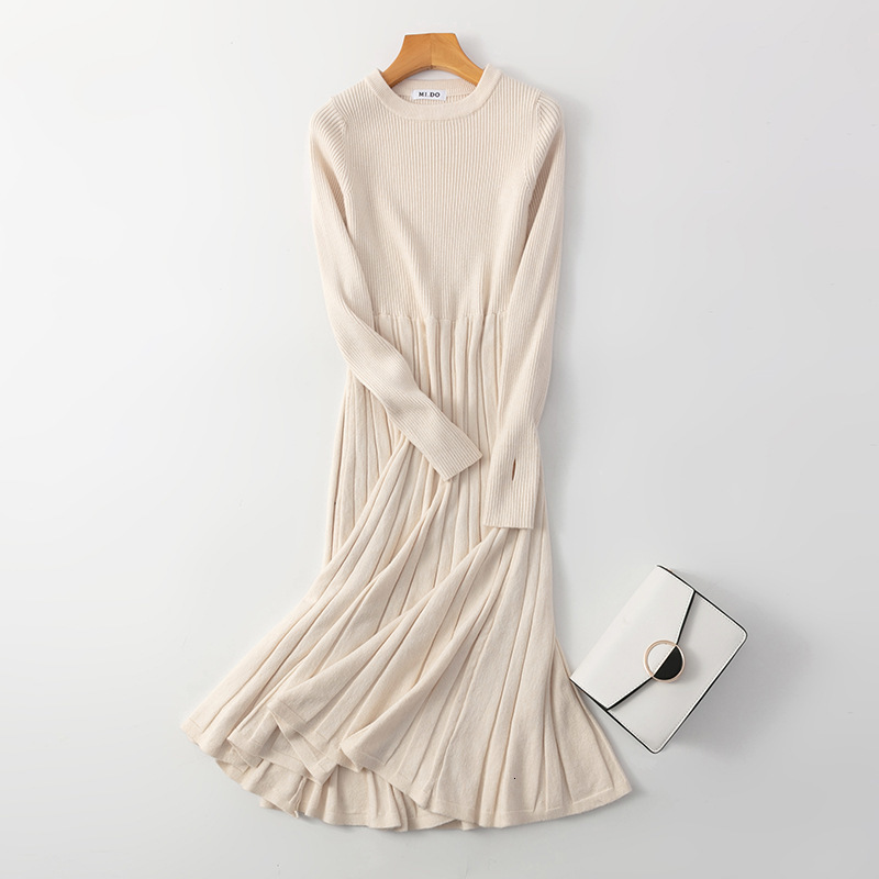 

2021 New Chic Women Long Knit Maxi Sweater Autumn Winter Knitted a Line Dress Ribbed Thick Christmas Pullover Party Dresses M5qb, Apricot